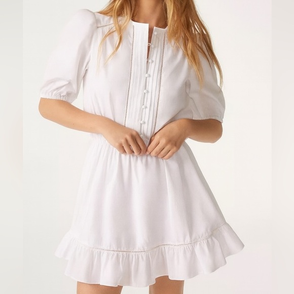 ba&sh Dresses & Skirts - 🆕ba&sh Cotton White Mini Dress Smocked Ruffle Hem Summer Casual Boho Chic Size S